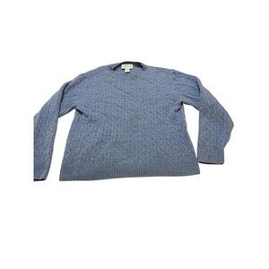 Orvis Lambswool Cable Knit Sweater Size L Blue READ